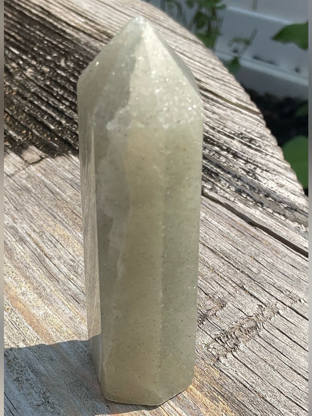 WHITE AMAZONITE TOWER OBELISK POTASSIUM FELDSPAR HEXAGONAL CRYSTAL GLOWY